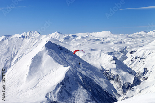 Speed riding in Caucasus Mountains