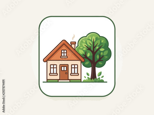 Small house with orange roof.