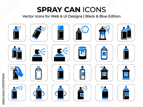 Spray Can Icons Vector Graphics.