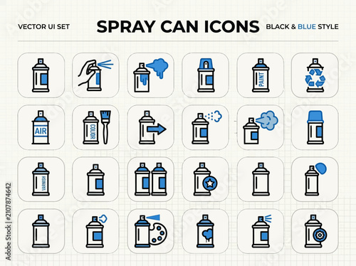 Spray Can Icons Vector Illustration Set.