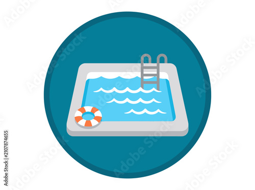 Swimming pool with ladder and float.