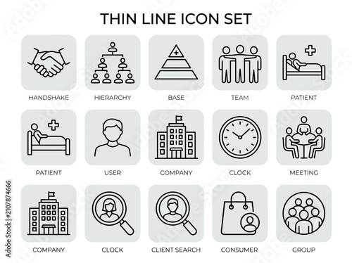 Thin line business icons set.