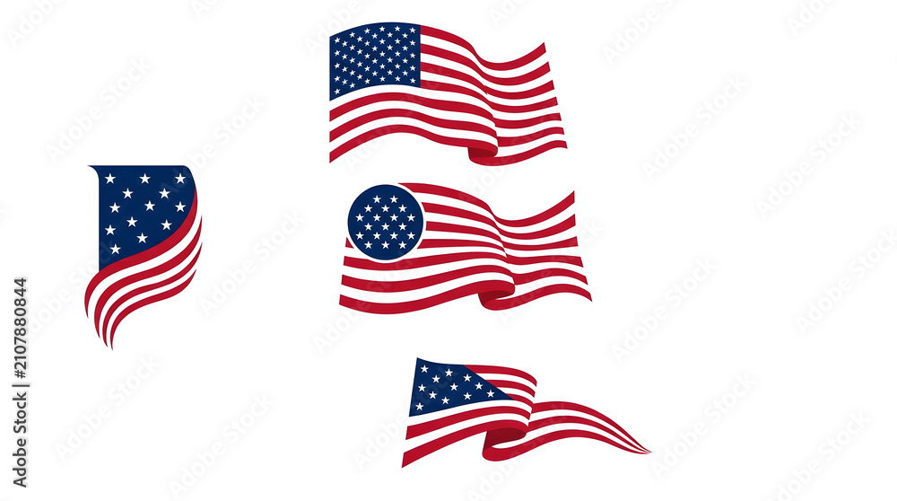Obraz premium American flag collection vector graphics for patriotic designs and fourth of july celebrations