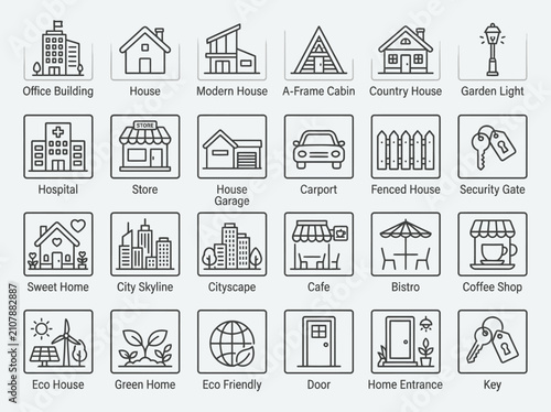 Various House And Building Icons.