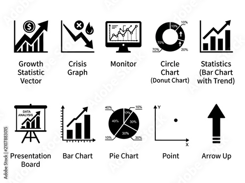Vector Business Graphs and Charts Icons.