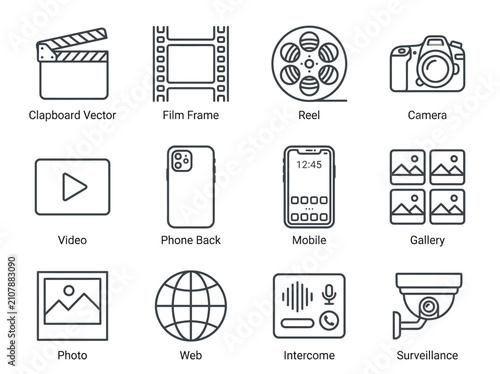 Vector icons of multimedia devices.