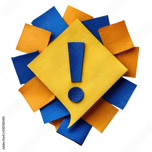 Sticky note with exclamation mark isolated on transparent background – reminder and important notice concept