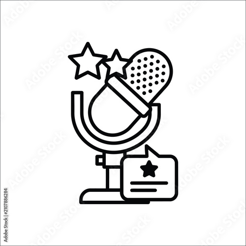 Podcast Ratings and Reviews Outline Icon with Feedback Microphone
