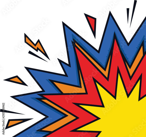 Comic book style corner burst accent on transparent background