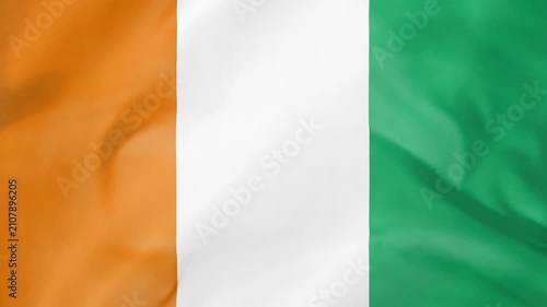 Flag of Ivory Coast waving loop, national symbol in synthetic fabric