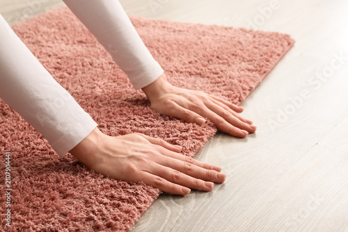 Womans hands touching a sof...