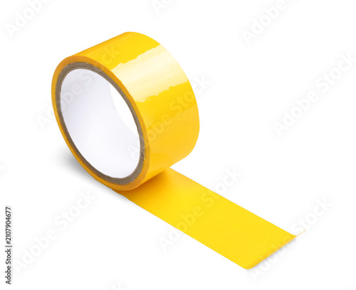 Bright yellow adhesive tape...