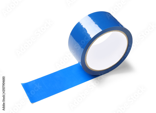 Blue adhesive tape roll wit...
