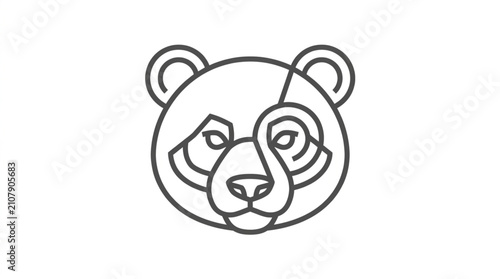 фотографія Stylized Panda Bear Face Outline Graphic Design.