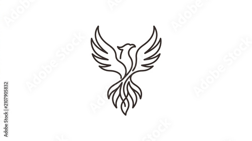 Bild auf Leinwand Stylized outline of a phoenix bird with outstretched wings.