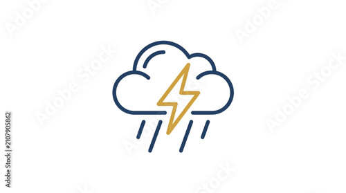 Foto Stylized illustration of a storm cloud with lightning and rain.