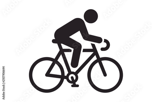 Cyclist riding road bike vector icon, bicycle rider silhouette, cycling race sports graphic