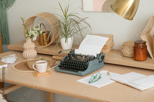 Workplace with vintage type...