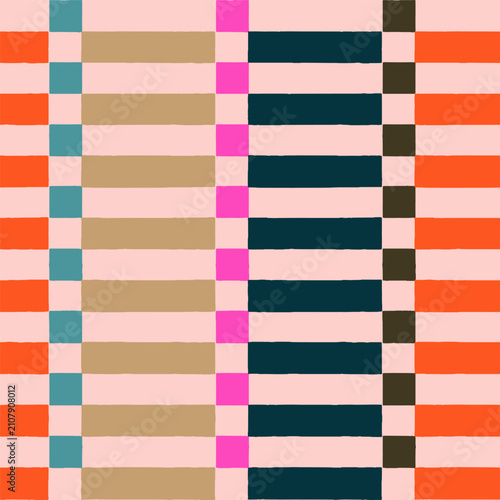 Abstract geometric seamless pattern with color blocks. Multicolor shapes, end...