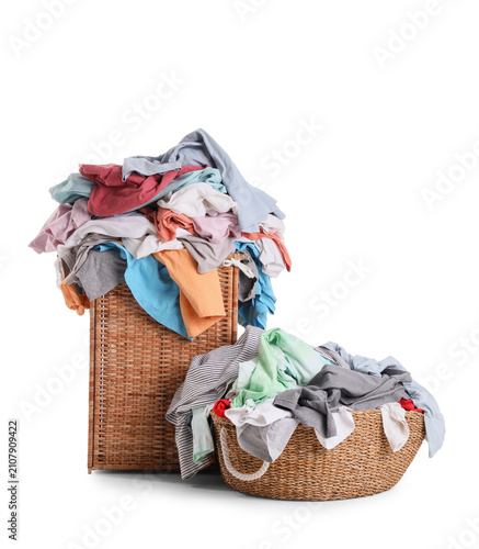 Wicker laundry baskets with...
