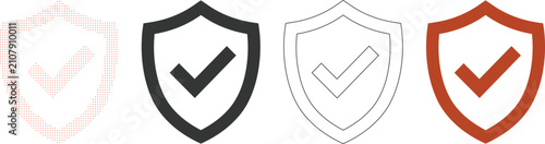 Verified shield icon. Shield with checkmark protection symbol design. Simple pictogram for security, safety, verified, trust, insurance and quality guarantee service.
