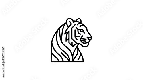 Tableau sur toile Tiger Head Icon Minimalist Line Art Drawing.