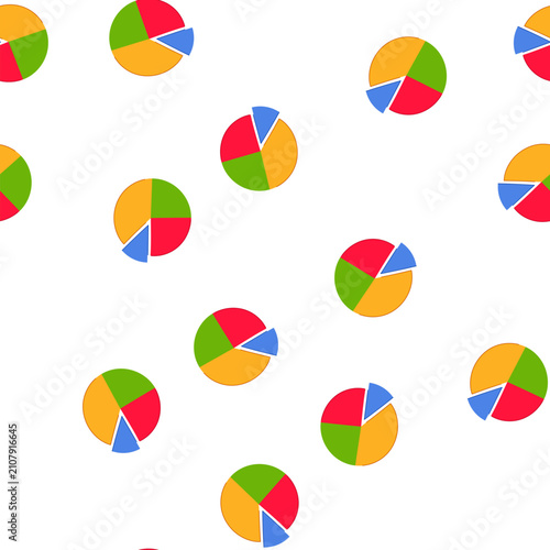 pattern pie chart illustrating different segments and percentages of statistical data, representing financial information, business breakdown, and analytical concepts on a white background