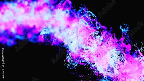 Abstract Neon Particle Wave Flow. Computer generated 3d render