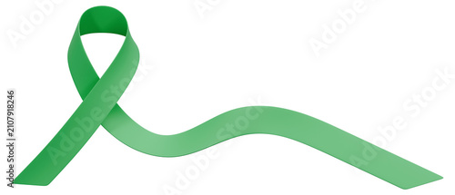 Extended Green Awareness Ribbon Wavy Design 3D Isolated Object
