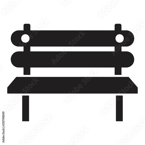 Принти на полотні Simple black bench icon with backrest isolated on white background icon