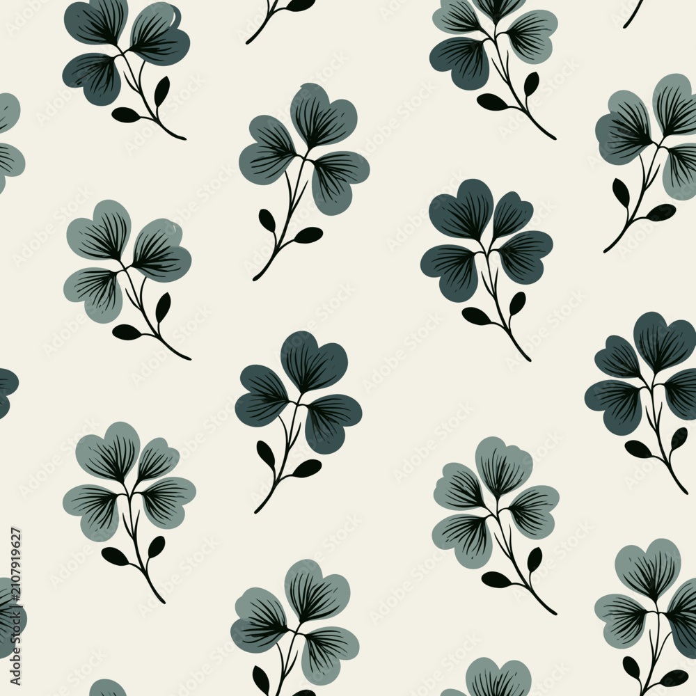 Obraz premium Clover seamless botanical pattern illustration