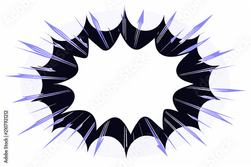 Black and white manga explosion effect with sharp spiky design. Dynamic comic-style burst for action scenes and visual impact.