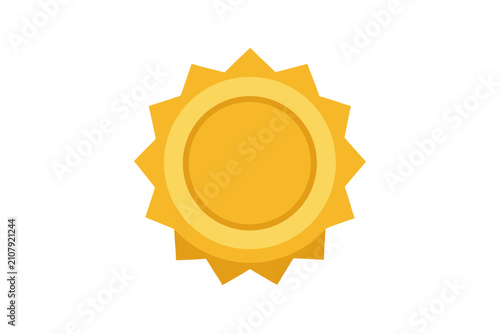 Golden medal symbolizing achievement and success. Bright, shiny award badge representing excellence and recognition.