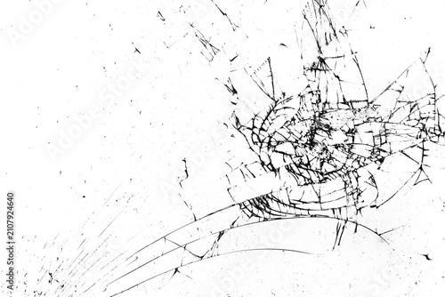 Abstract broken glass on transparent background