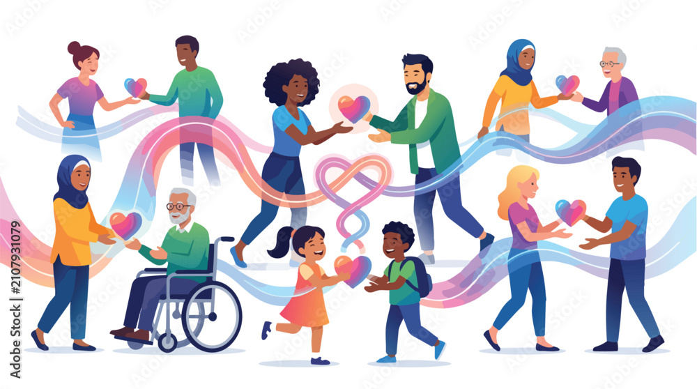 Fototapeta premium Diverse group of people connecting through kindness and love.