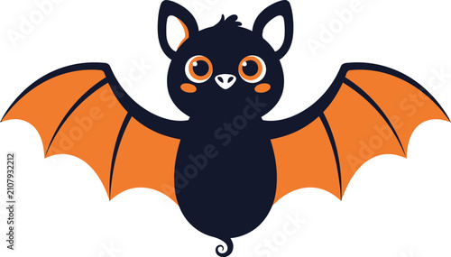 Cute Bat Flying With Open Wings During Halloween Celebration Vector Illustration