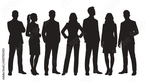 Group of business people standing silhouettes
