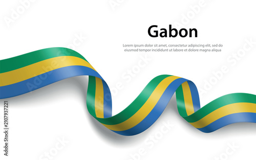 Konstfotografi Gabon Flag Ribbon Banner Vector Illustration