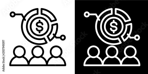 Investor Network Icon Set White Line Style Collection