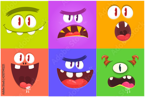Foto Funny cartoon monsters faces