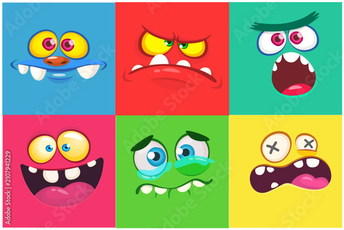 Foto Funny cartoon monsters faces