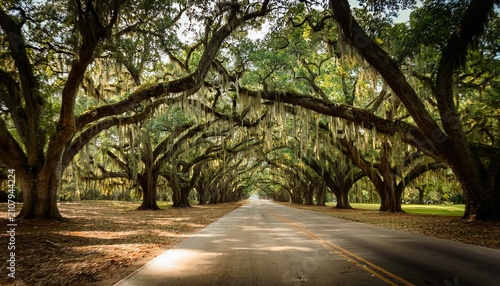 Tunnel Of Live Oak Trees In Savannah Georgia