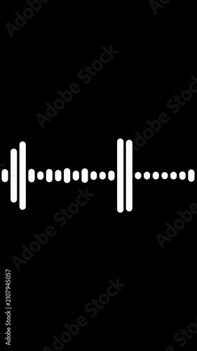 Vertical abstract music sound wave or audio wavefrom isolated on black background.Line digital minimalist voice and symbol technology.