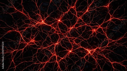 Intricate red neural network pattern a digital representation of brain connectivity and artificial intelligence