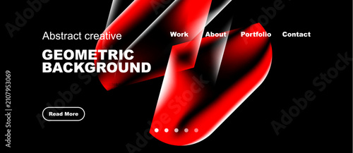 Konstfotografi Red abstract design dominates black canvas
