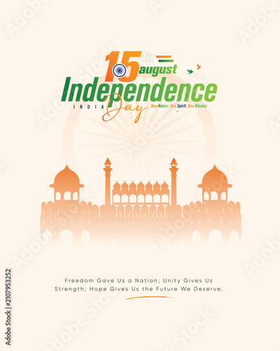 Modern 80th Independence Day of India 2026 poster featuring Red Fort illustration, elegant patriotic typography, and Ashoka Chakra-inspired background. Perfect for greeting cards, posters, banners, an