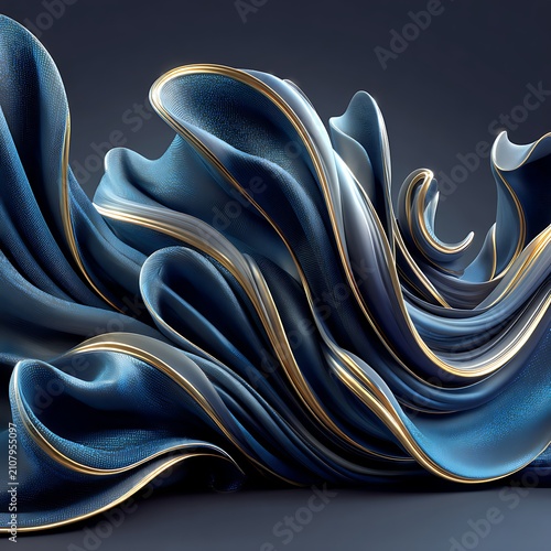 Golden metallic wireframe heart shape on dark blue background