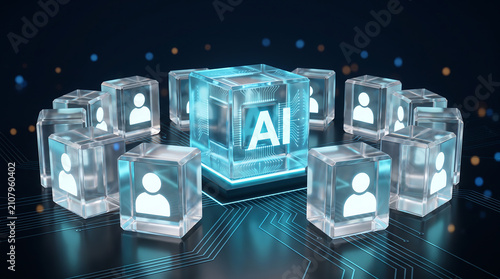 Obraz na płótnie Artificial intelligence transforming the future workforce with AI-powered digital collaboration 