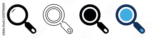 Magnifying glass icon set. Search style symbol collection. Editable pictograms for zoom, find, explore, research and UI design