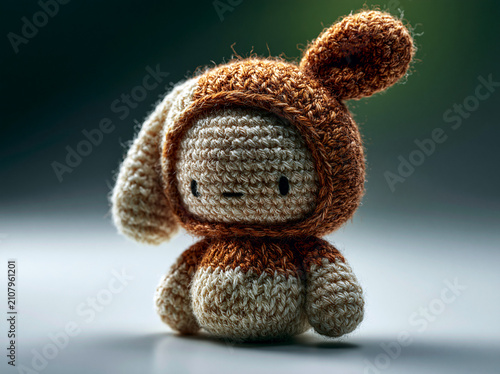 Cute handmade crochet bunny doll with brown hood